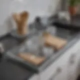 Elegant clear utensil tray showcasing organization in a modern kitchen.