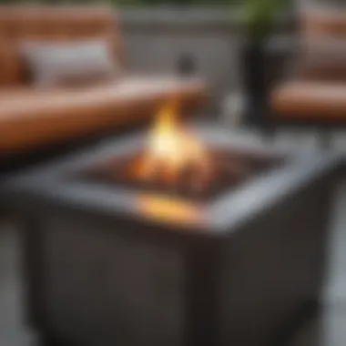 Close-up of modern materials used in gas fire pit furniture