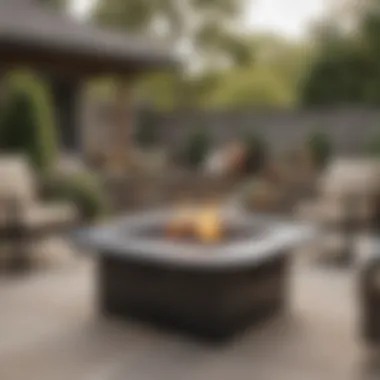 Detailed view of safety features in a gas fire pit conversation set