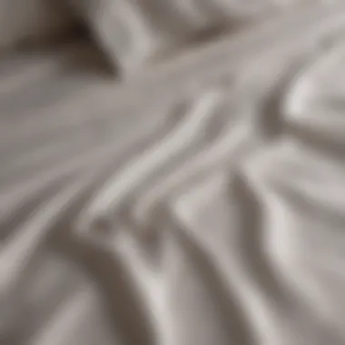 A close-up view of queen size bed sheets with detailed stitching and texture.