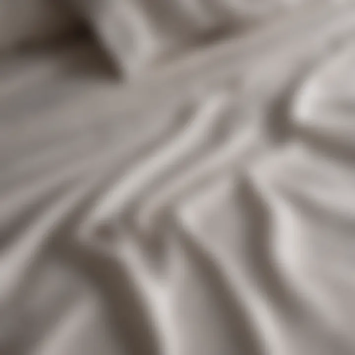 A close-up view of queen size bed sheets with detailed stitching and texture.