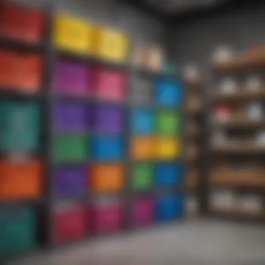 A close-up of Trofast storage bins in various colors, highlighting organizational possibilities.