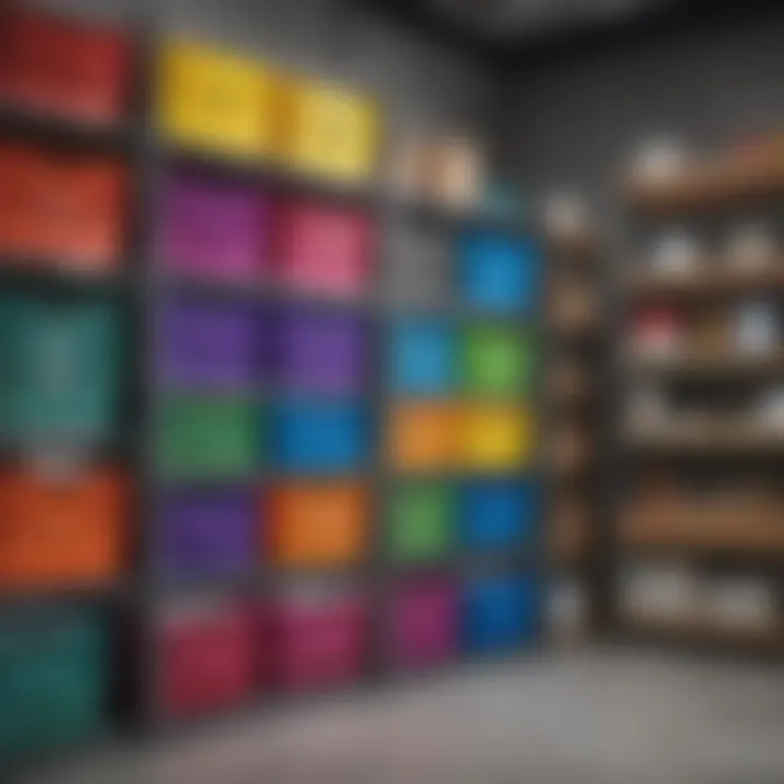 A close-up of Trofast storage bins in various colors, highlighting organizational possibilities.