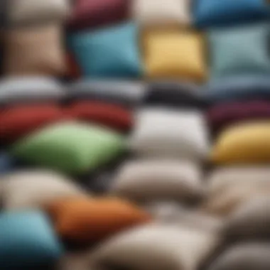 Close-up of various materials used in giant pillows