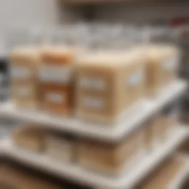 Stackable Clear Containers for Rice Storage An array of rice varieties stored in clear, stackable containers for easy access.
