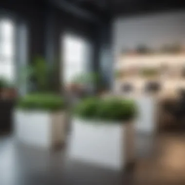 Creative Office Decor with Rectangular Planters Creative office decor using rectangular planters filled with artificial plants for a refreshing environment